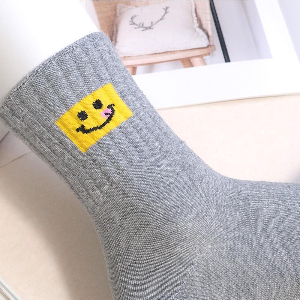 AHUA 阿華有事嗎 黃色吐舌微笑方塊中筒襪 K2306 正韓襪子 百搭純棉襪 韓妞必備 少女襪-細節圖9