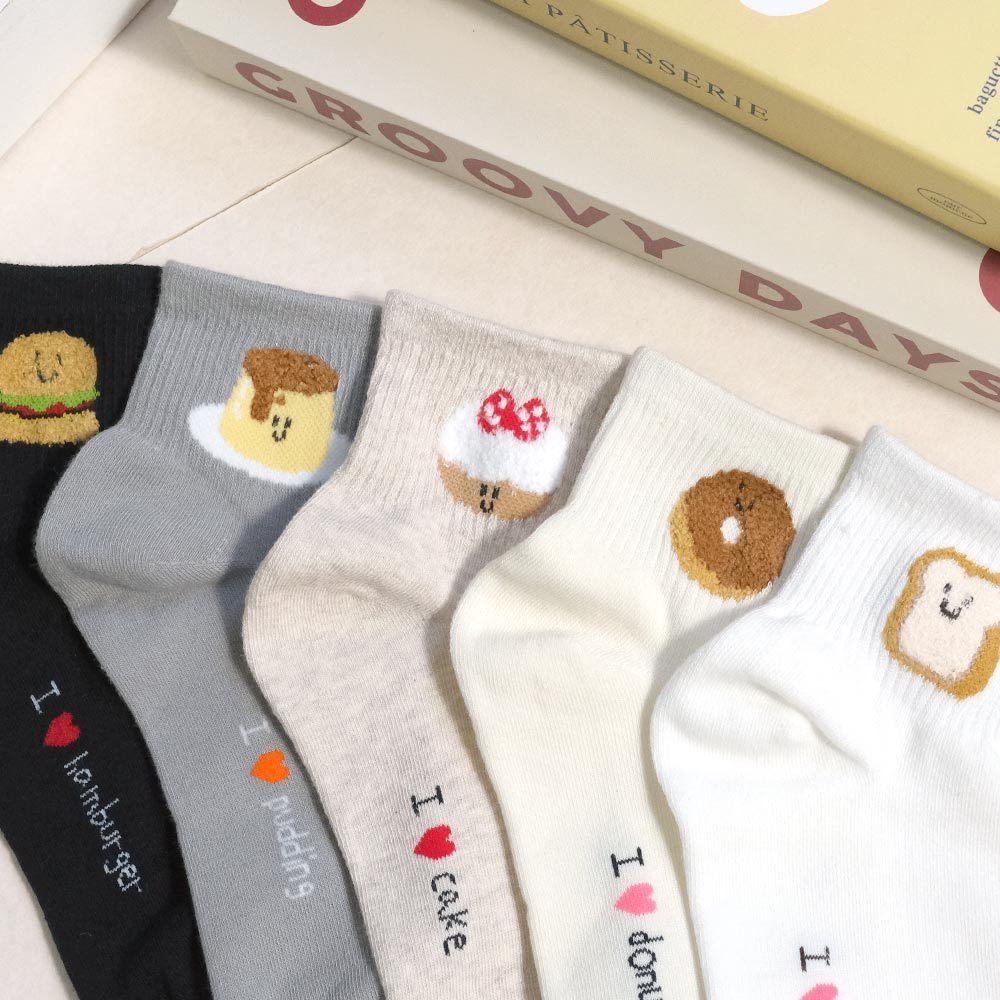 AHUA 阿華有事嗎 立體毛毛I love可愛笑臉點心短襪 K2310 正韓襪子 百搭純棉襪 韓妞必備 少女襪-細節圖3
