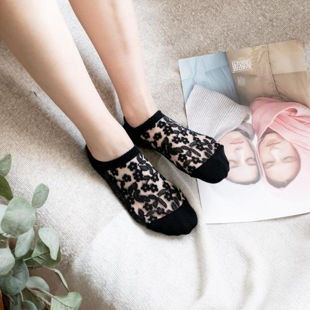 AHUA 韓國襪子 滿版網紗花朵透膚船型襪 K2067 韓妞必備 正韓襪子 透膚襪 少女襪 阿華有事嗎-細節圖4