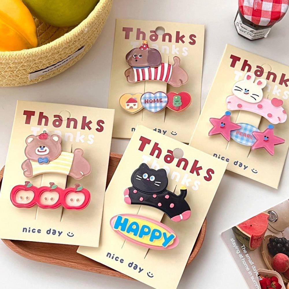 AHUA 阿華有事嗎 跳躍卡通動物髮夾2入組 E0136 韓系可愛 百搭 少女 髮夾 髮飾 配件-細節圖3