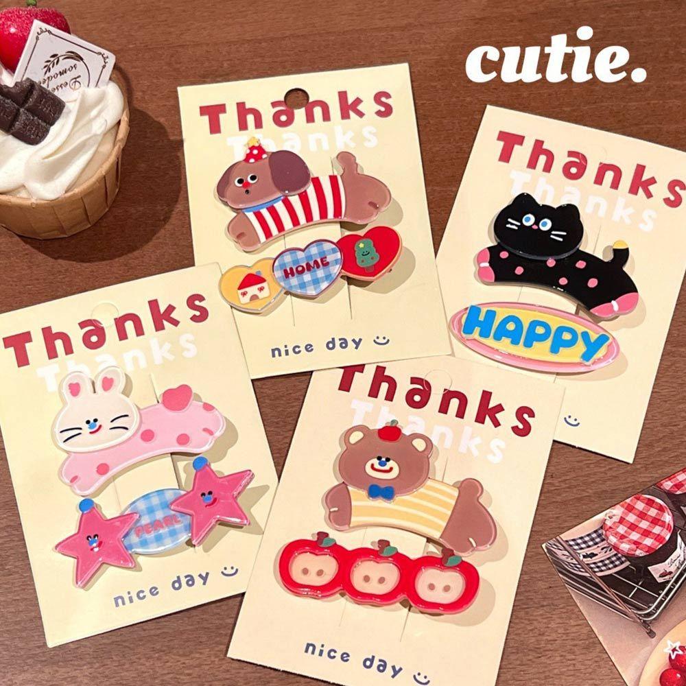 AHUA 阿華有事嗎 跳躍卡通動物髮夾2入組 E0136 韓系可愛 百搭 少女 髮夾 髮飾 配件-細節圖4