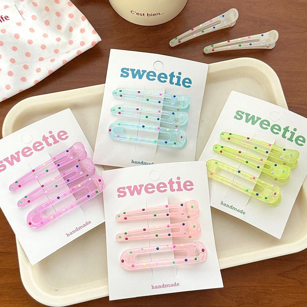 AHUA 阿華有事嗎 粉嫩果凍彩色點點髮夾3入組 E0130 韓系可愛 百搭 少女 髮夾 髮飾 配件-細節圖3