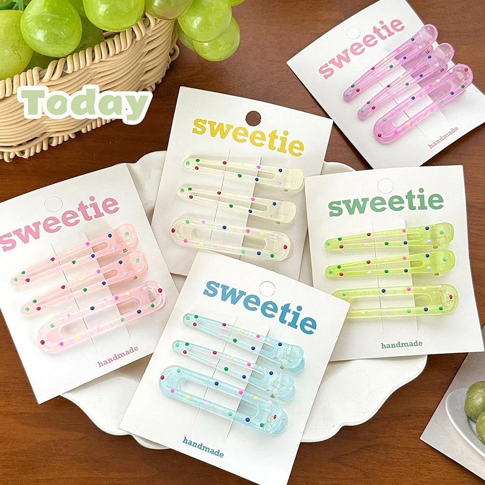 AHUA 阿華有事嗎 粉嫩果凍彩色點點髮夾3入組 E0130 韓系可愛 百搭 少女 髮夾 髮飾 配件-細節圖5