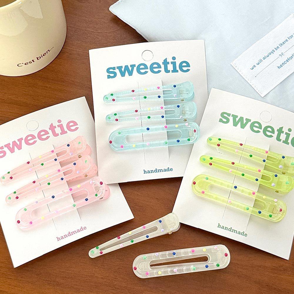 AHUA 阿華有事嗎 粉嫩果凍彩色點點髮夾3入組 E0130 韓系可愛 百搭 少女 髮夾 髮飾 配件-細節圖6