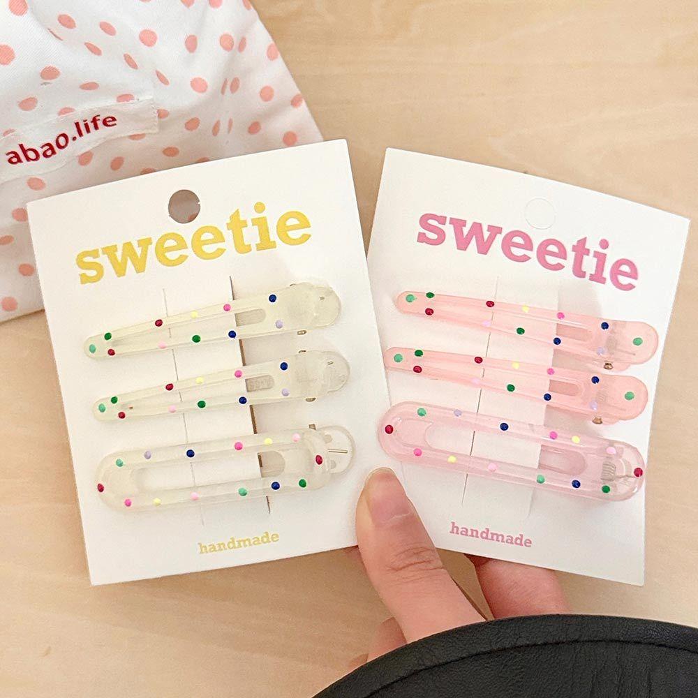 AHUA 阿華有事嗎 粉嫩果凍彩色點點髮夾3入組 E0130 韓系可愛 百搭 少女 髮夾 髮飾 配件-細節圖8