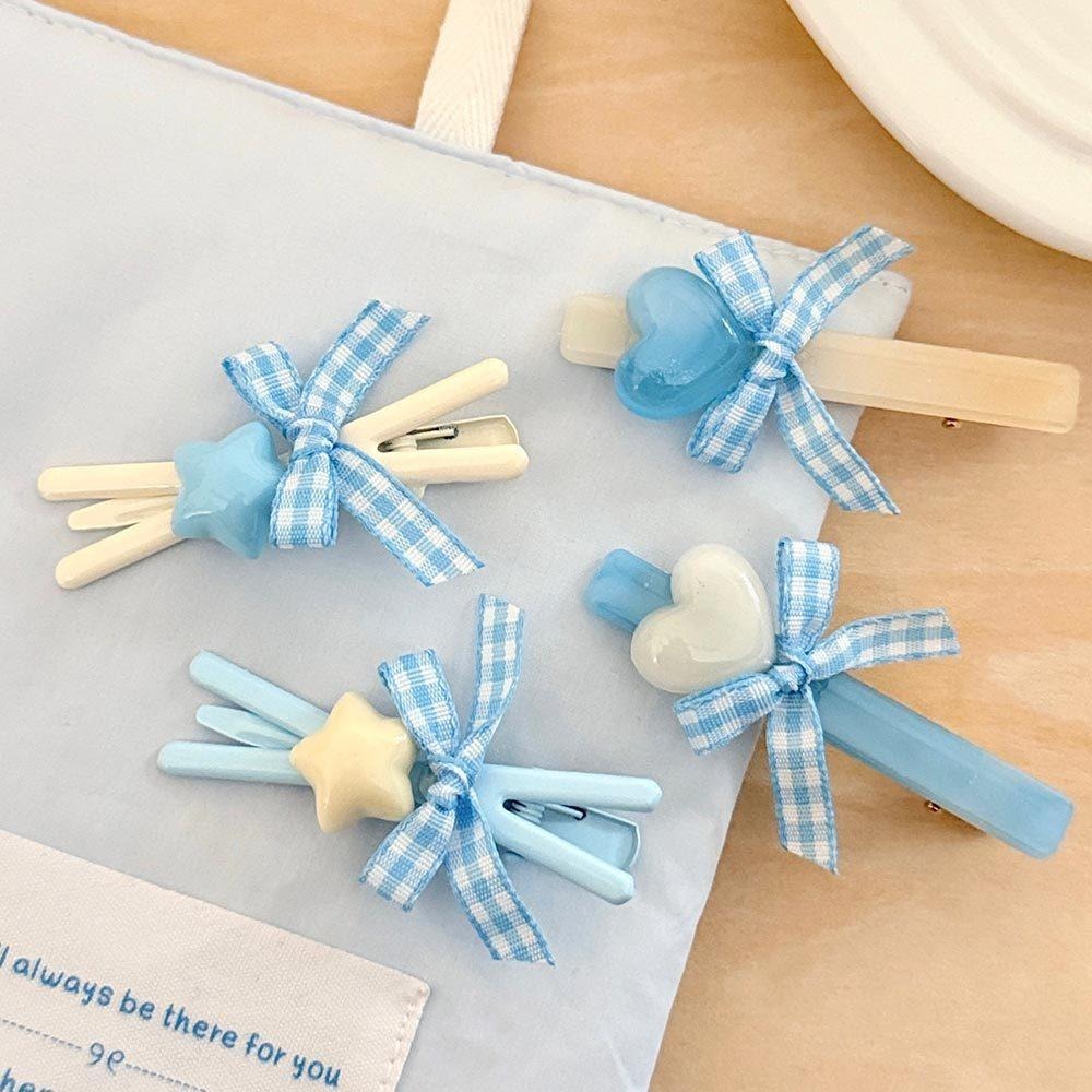 AHUA 阿華有事嗎 藍色系造型蝴蝶結髮夾2入組 E0129 韓系可愛 百搭 少女 髮夾 髮飾 配件-細節圖4