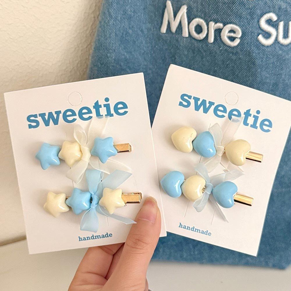 AHUA 阿華有事嗎 藍色系造型蝴蝶結髮夾2入組 E0129 韓系可愛 百搭 少女 髮夾 髮飾 配件-細節圖5