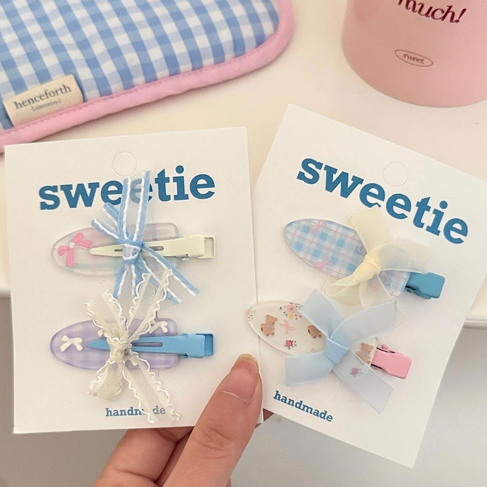 AHUA 阿華有事嗎 藍色系造型蝴蝶結髮夾2入組 E0129 韓系可愛 百搭 少女 髮夾 髮飾 配件-細節圖7