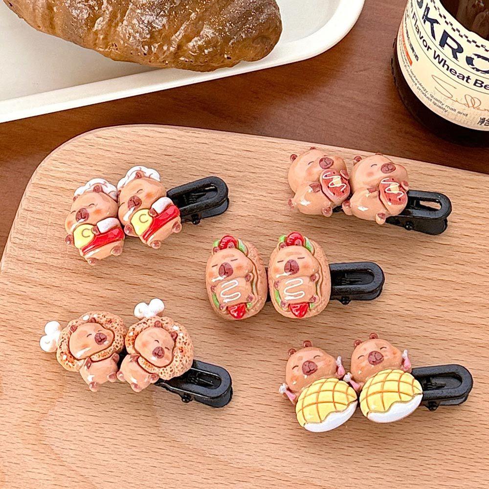 AHUA 阿華有事嗎 瞇瞇眼水豚食物髮夾 E0133 韓系可愛 百搭 少女 髮夾 髮飾 配件-細節圖5