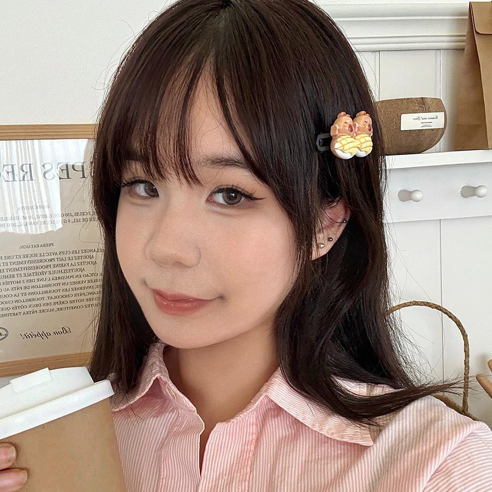 AHUA 阿華有事嗎 瞇瞇眼水豚食物髮夾 E0133 韓系可愛 百搭 少女 髮夾 髮飾 配件-細節圖9
