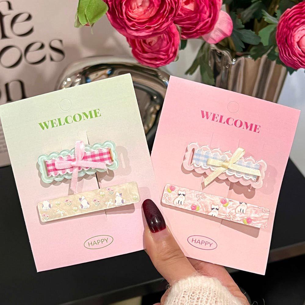 AHUA 阿華有事嗎 格紋緞帶蝴蝶結髮夾2入組 E0131 韓系可愛 百搭 少女 髮夾 髮飾 配件-細節圖7