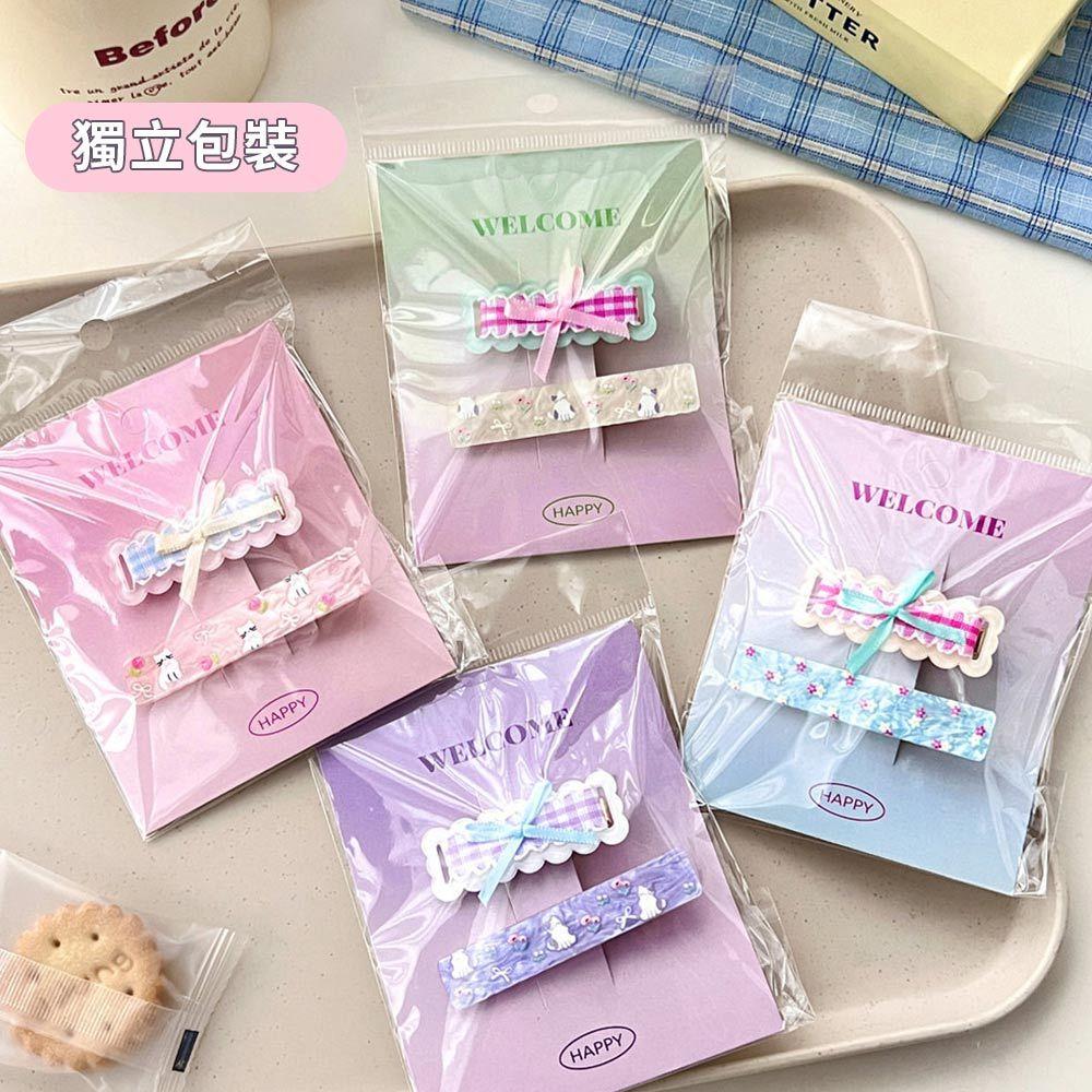 AHUA 阿華有事嗎 格紋緞帶蝴蝶結髮夾2入組 E0131 韓系可愛 百搭 少女 髮夾 髮飾 配件-細節圖8