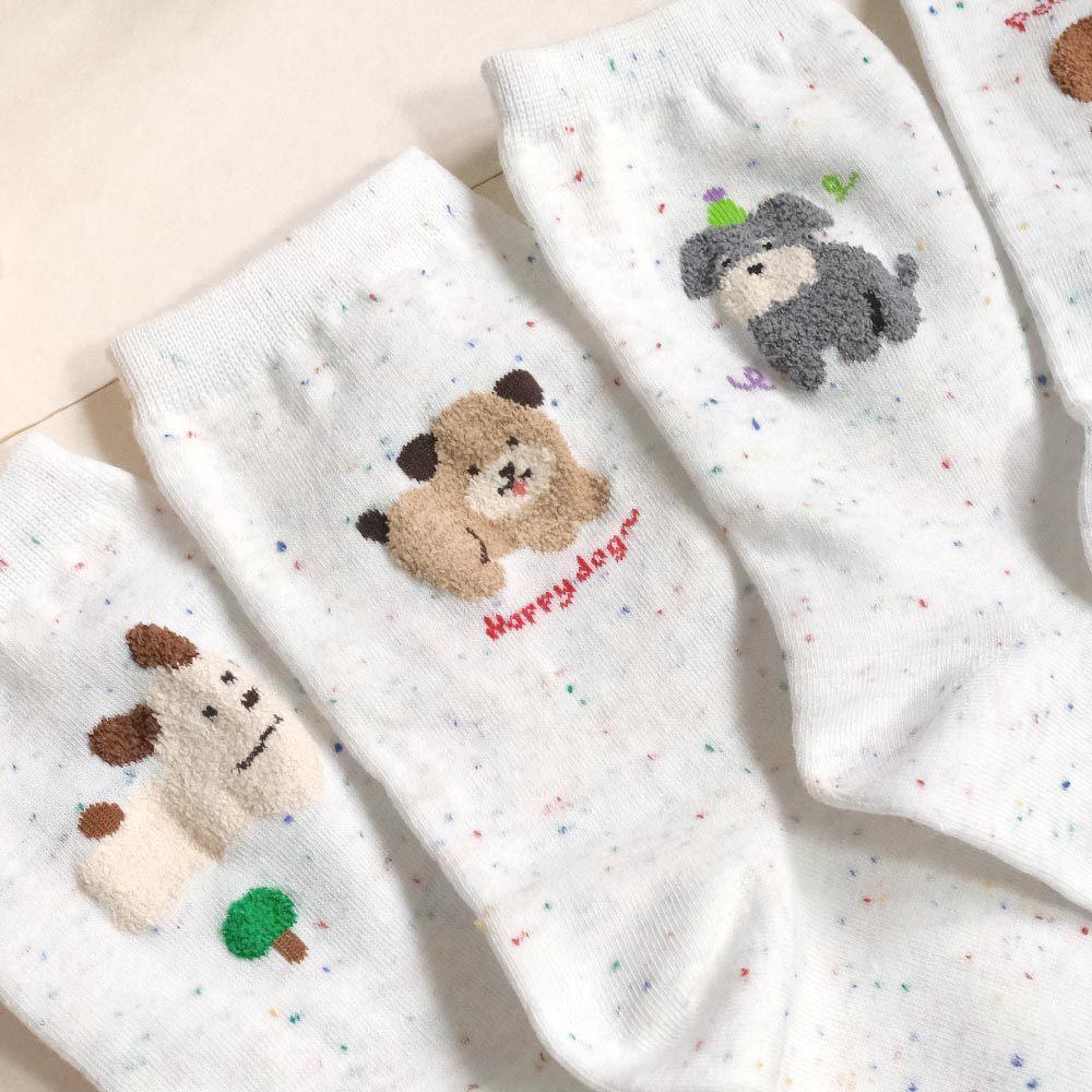 AHUA 阿華有事嗎 點子紗立體毛毛狗狗日常中筒襪 K2315 正韓襪子 百搭純棉襪 韓妞必備 少女襪-細節圖3