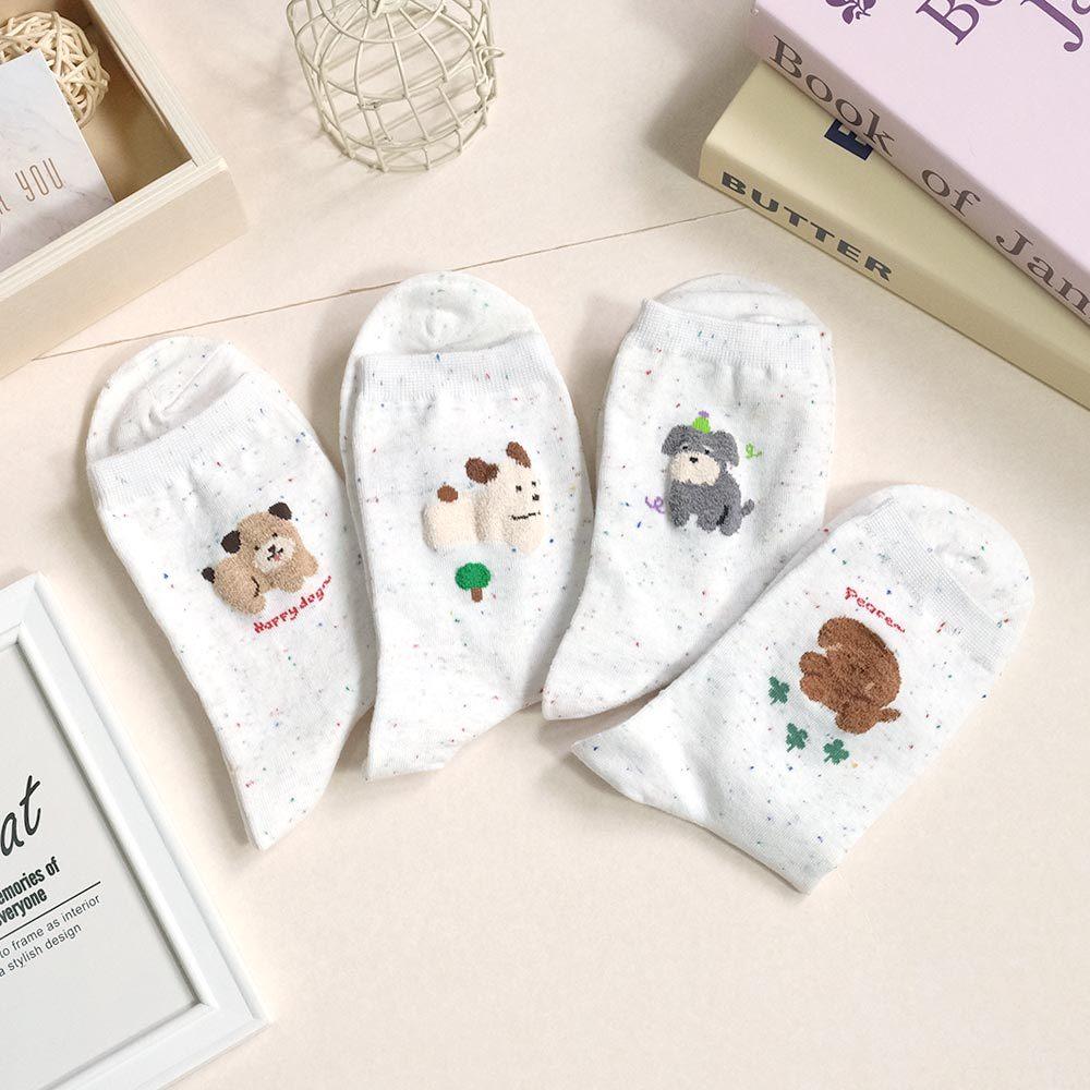 AHUA 阿華有事嗎 點子紗立體毛毛狗狗日常中筒襪 K2315 正韓襪子 百搭純棉襪 韓妞必備 少女襪-細節圖7