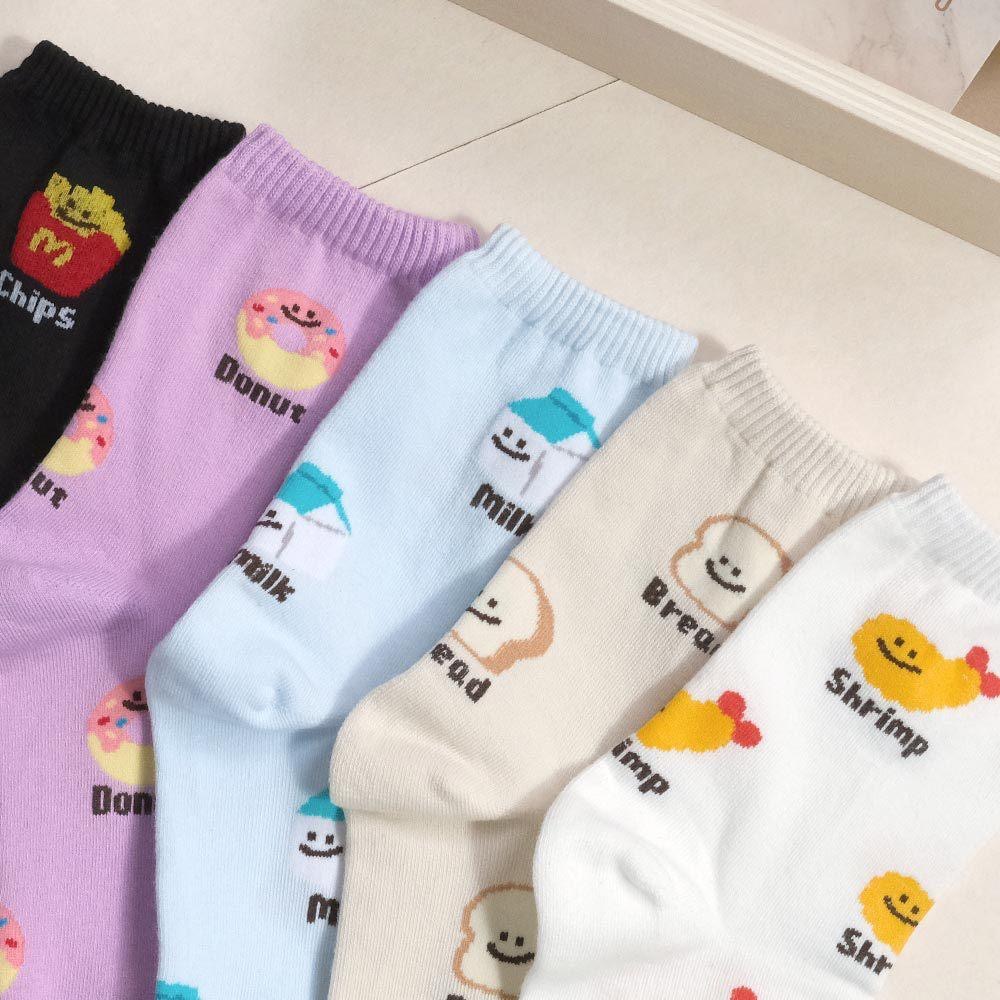 AHUA 阿華有事嗎 滿版微笑食物英文中筒襪 K2318 正韓襪子 百搭純棉襪 韓妞必備 少女襪-細節圖3