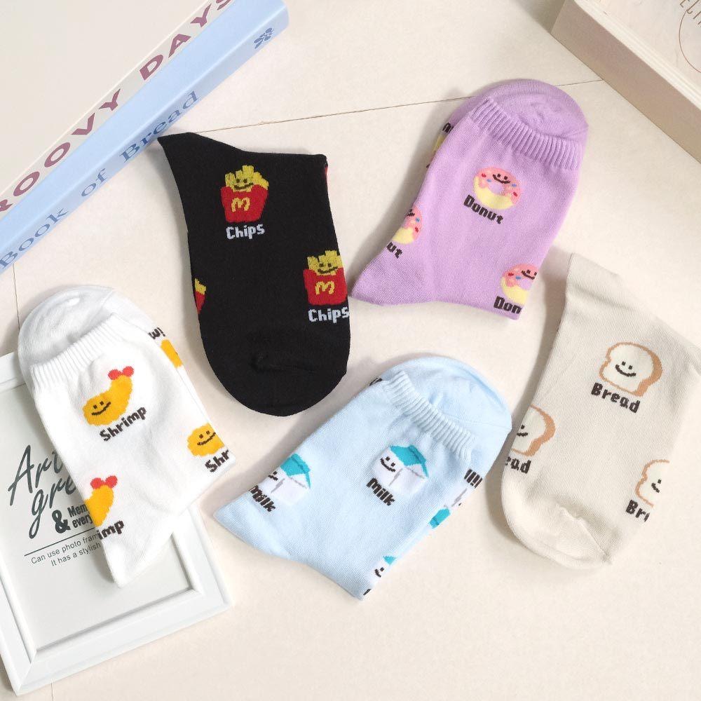 AHUA 阿華有事嗎 滿版微笑食物英文中筒襪 K2318 正韓襪子 百搭純棉襪 韓妞必備 少女襪-細節圖5
