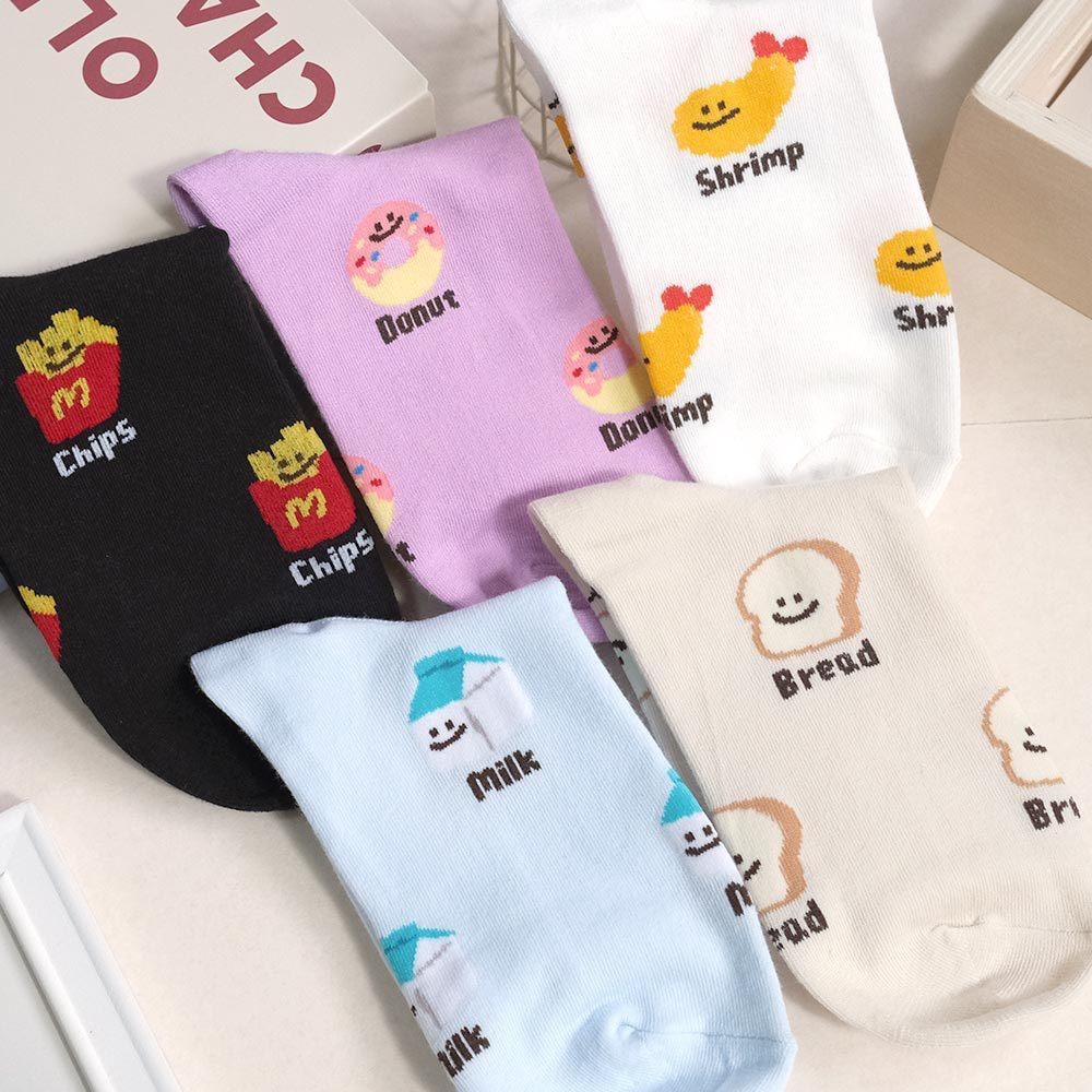 AHUA 阿華有事嗎 滿版微笑食物英文中筒襪 K2318 正韓襪子 百搭純棉襪 韓妞必備 少女襪-細節圖6