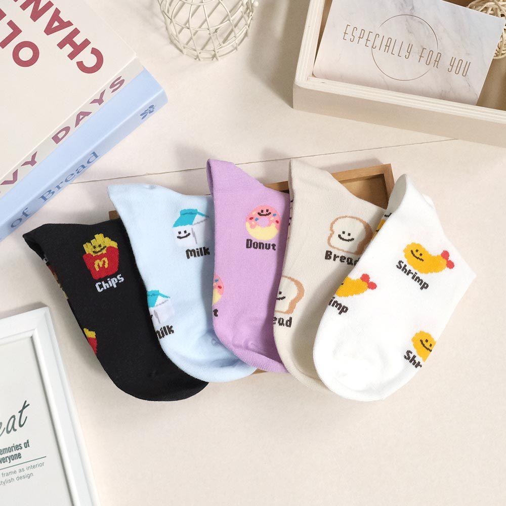 AHUA 阿華有事嗎 滿版微笑食物英文中筒襪 K2318 正韓襪子 百搭純棉襪 韓妞必備 少女襪-細節圖7