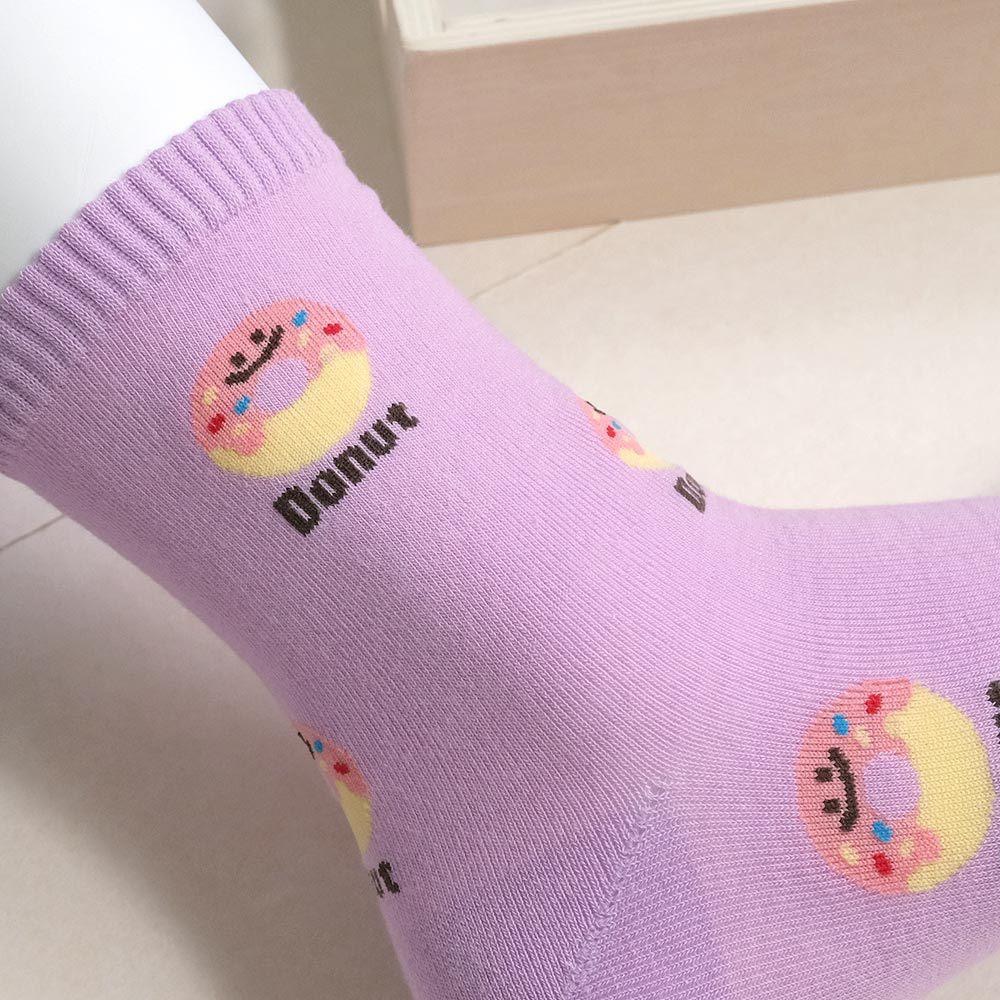 AHUA 阿華有事嗎 滿版微笑食物英文中筒襪 K2318 正韓襪子 百搭純棉襪 韓妞必備 少女襪-細節圖9