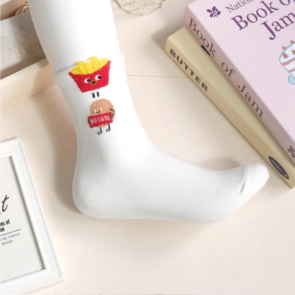 AHUA 阿華有事嗎 立體耳朵眼睛食物組合中筒襪 K2314 正韓襪子 百搭純棉襪 韓妞必備 少女襪-細節圖9