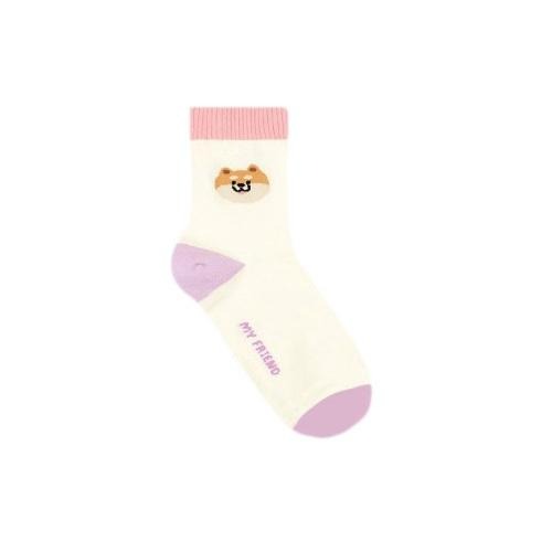 AHUA 阿華有事嗎 襪口腳跟撞色狗狗小頭中筒襪 K2320 正韓襪子 百搭純棉襪 韓系必備 少女襪-細節圖2