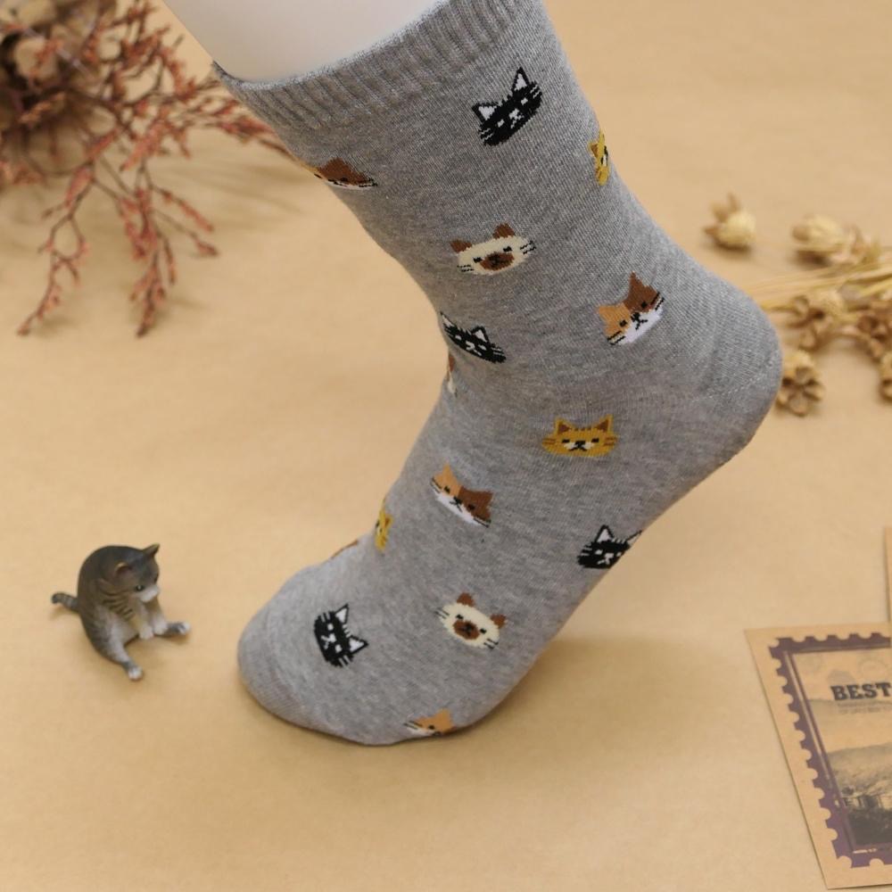 AHUA 阿華有事嗎 滿版貓咪小頭中筒襪 K2326 正韓襪子 百搭純棉襪 韓妞必備 少女襪-細節圖6