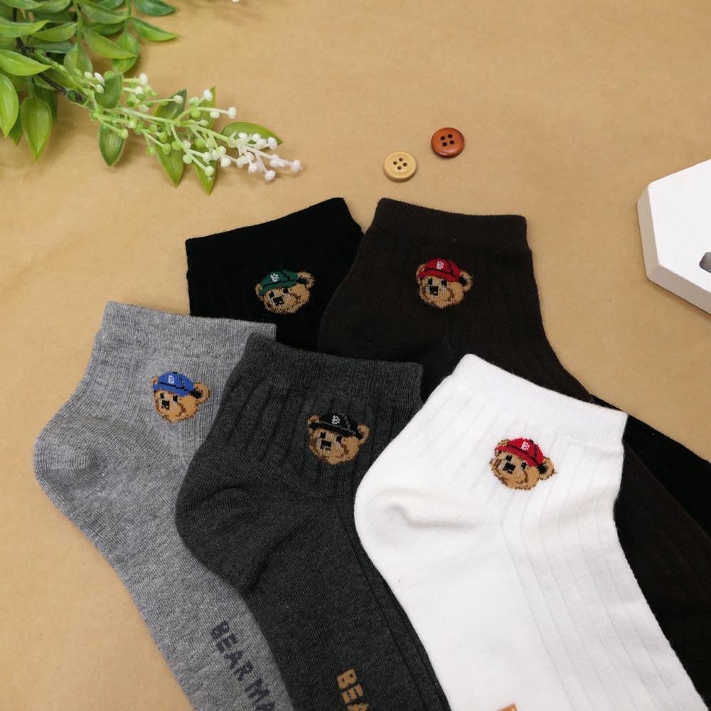 AHUA 阿華有事嗎 Bear Man戴帽小熊男生短襪 男襪 K2317 正韓襪子 百搭純棉襪  印花男襪  純棉襪-細節圖5