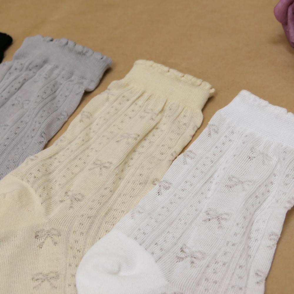 AHUA 阿華有事嗎 直線條蝴蝶結透膚中筒襪 K2329 正韓襪子 百搭純棉襪 韓妞必備 少女襪-細節圖3