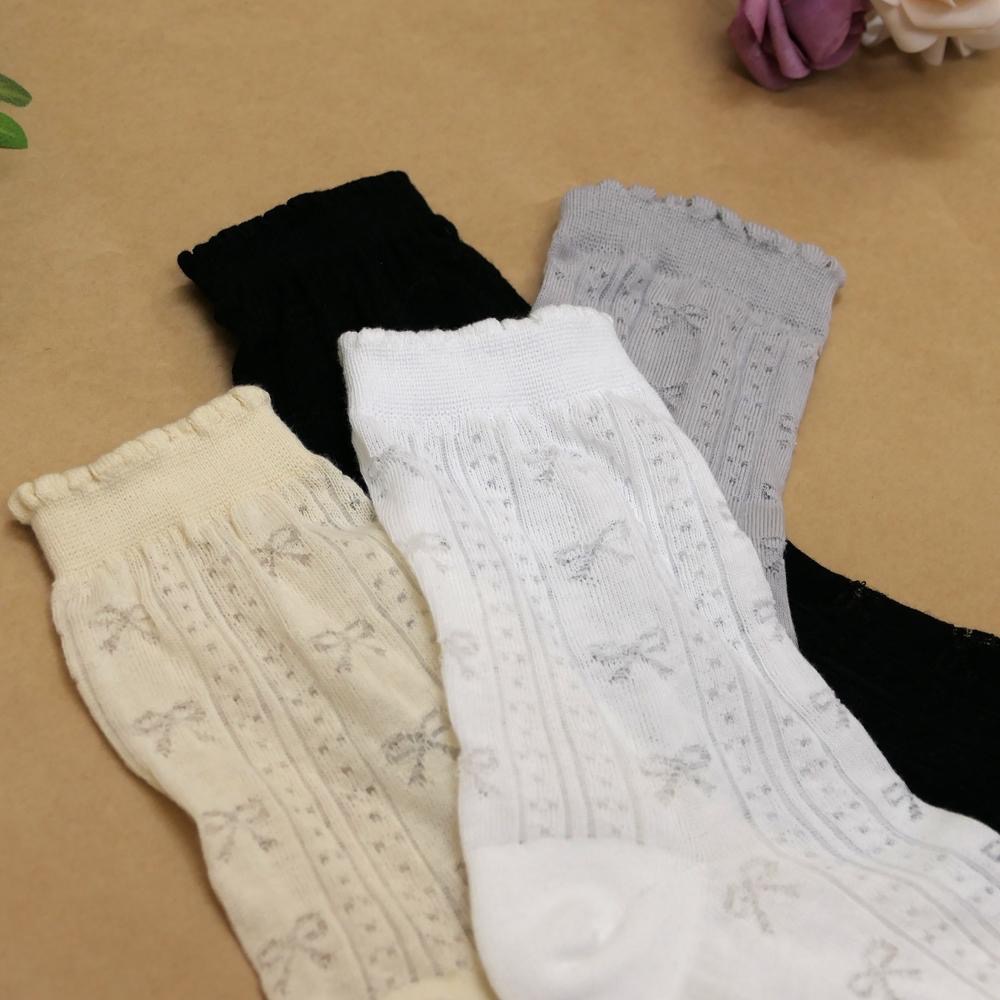 AHUA 阿華有事嗎 直線條蝴蝶結透膚中筒襪 K2329 正韓襪子 百搭純棉襪 韓妞必備 少女襪-細節圖4
