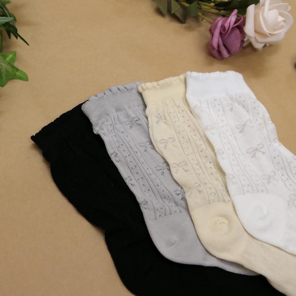 AHUA 阿華有事嗎 直線條蝴蝶結透膚中筒襪 K2329 正韓襪子 百搭純棉襪 韓妞必備 少女襪-細節圖5