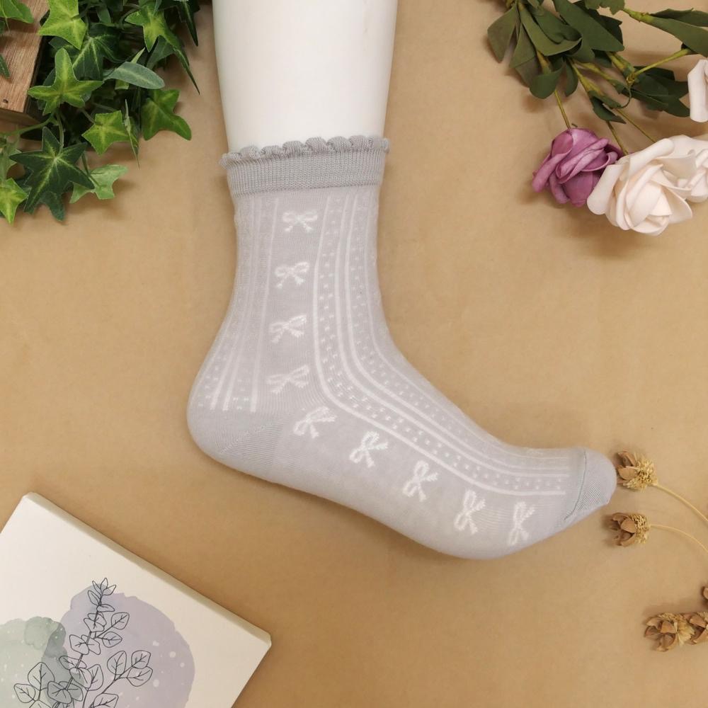 AHUA 阿華有事嗎 直線條蝴蝶結透膚中筒襪 K2329 正韓襪子 百搭純棉襪 韓妞必備 少女襪-細節圖8