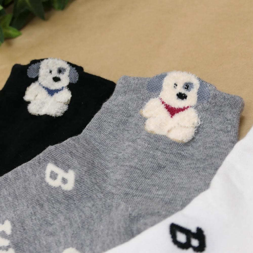 AHUA 阿華有事嗎 立體耳朵毛毛襪口小狗滿版英文短襪 K2325 正韓襪子 百搭純棉襪 韓妞必備 少女襪-細節圖6
