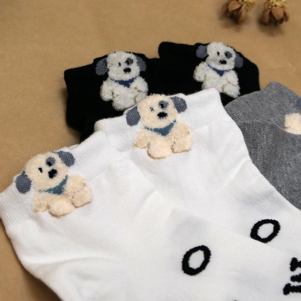 AHUA 阿華有事嗎 立體耳朵毛毛襪口小狗滿版英文短襪 K2325 正韓襪子 百搭純棉襪 韓妞必備 少女襪-細節圖7
