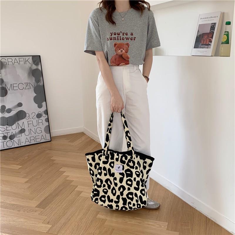 AHUA 阿華有事嗎 時髦米色豹紋系列帆布包 B0111 收納包 旅行包 帆布包 托特包 背包-細節圖5