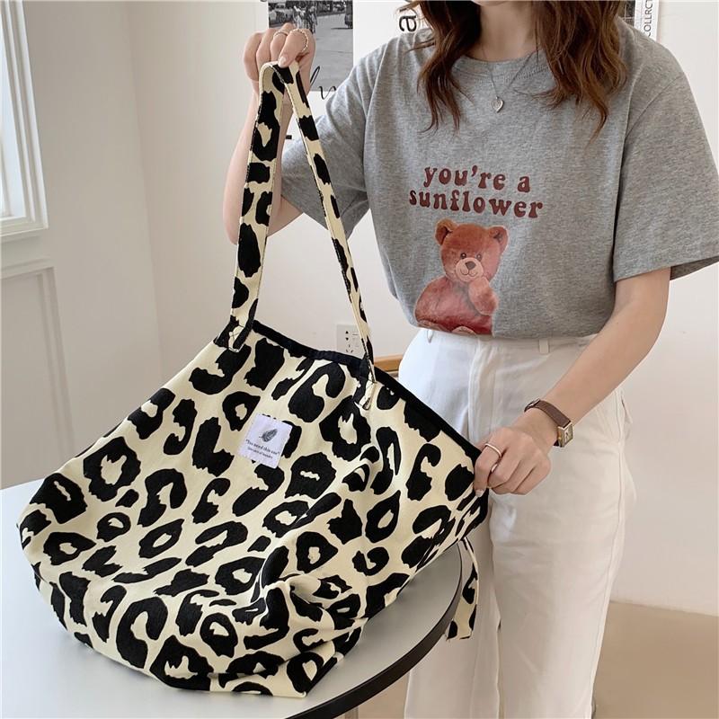 AHUA 阿華有事嗎 時髦米色豹紋系列帆布包 B0111 收納包 旅行包 帆布包 托特包 背包-細節圖7