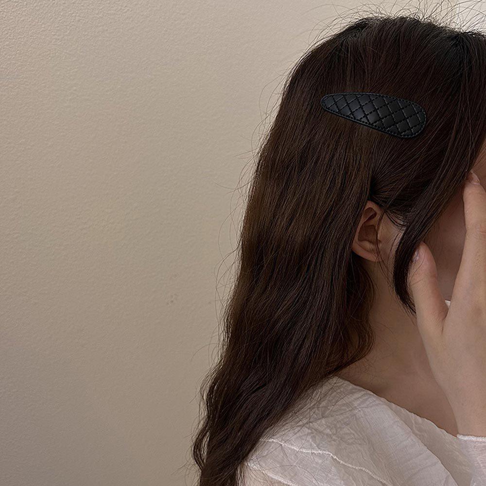 AHUA 阿華有事嗎 純色小香風造型皮質髮夾 E0126 可愛 百搭 少女 髮夾 髮飾 配件-細節圖5