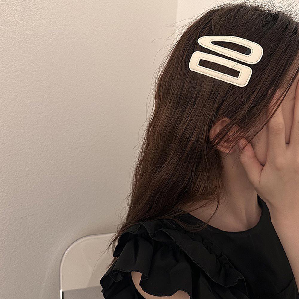 AHUA 阿華有事嗎 純色小香風皮質造型髮夾 E0125 可愛 百搭 少女 髮夾 髮飾 配件-細節圖3