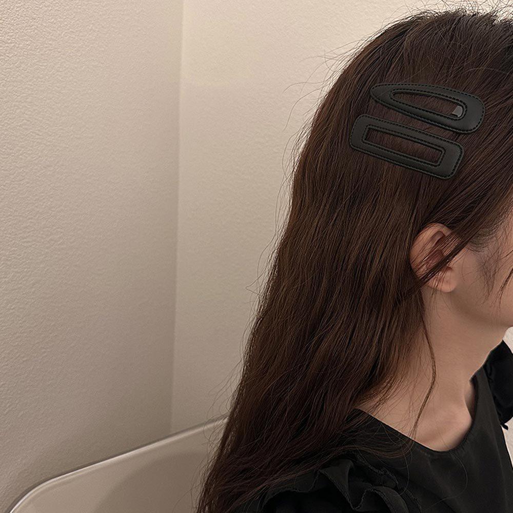 AHUA 阿華有事嗎 純色小香風皮質造型髮夾 E0125 可愛 百搭 少女 髮夾 髮飾 配件-細節圖4