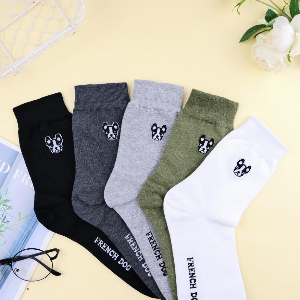 AHUA 阿華有事嗎 純色鬥牛犬小頭男生中筒襪 男襪 K2332 正韓襪子 百搭純棉襪 韓系必備 男襪-細節圖3