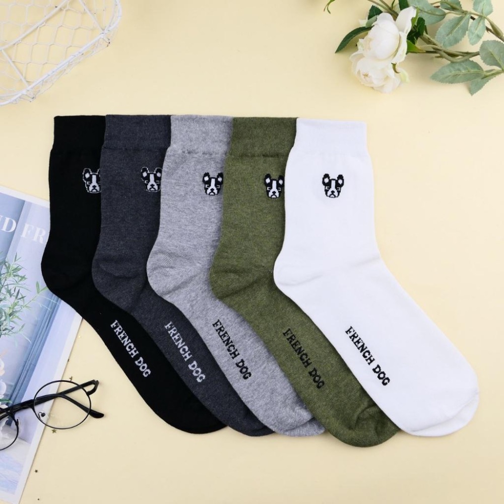 AHUA 阿華有事嗎 純色鬥牛犬小頭男生中筒襪 男襪 K2332 正韓襪子 百搭純棉襪 韓系必備 男襪-細節圖5