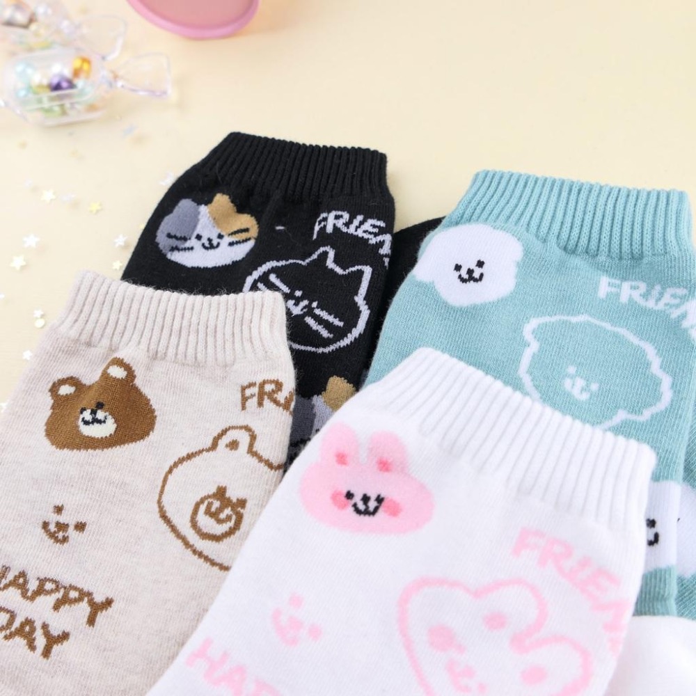 AHUA 阿華有事嗎 Happy Day滿版動物大頭中筒襪 K2330 正韓襪子 百搭純棉襪 韓系必備 少女襪-細節圖5