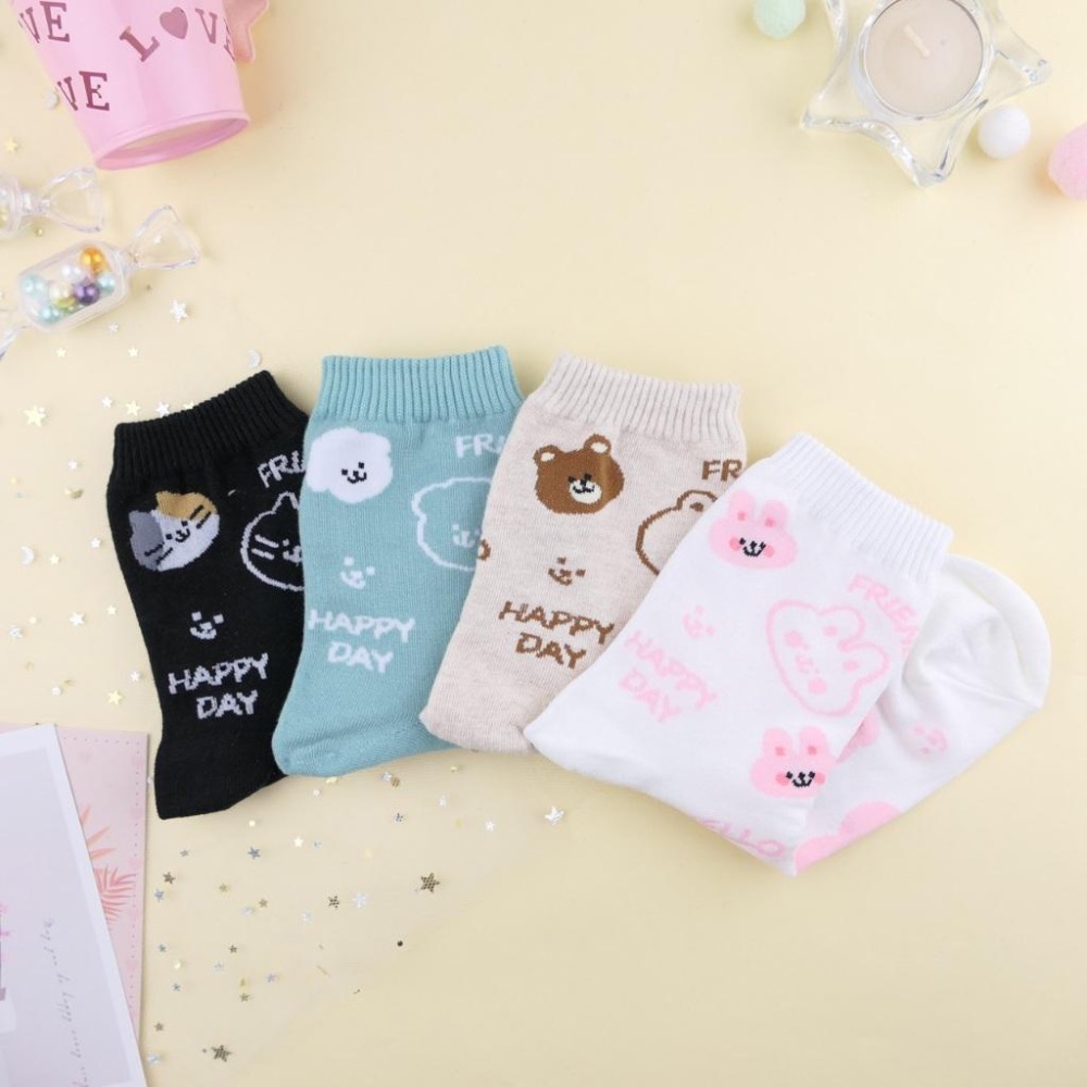 AHUA 阿華有事嗎 Happy Day滿版動物大頭中筒襪 K2330 正韓襪子 百搭純棉襪 韓系必備 少女襪-細節圖6