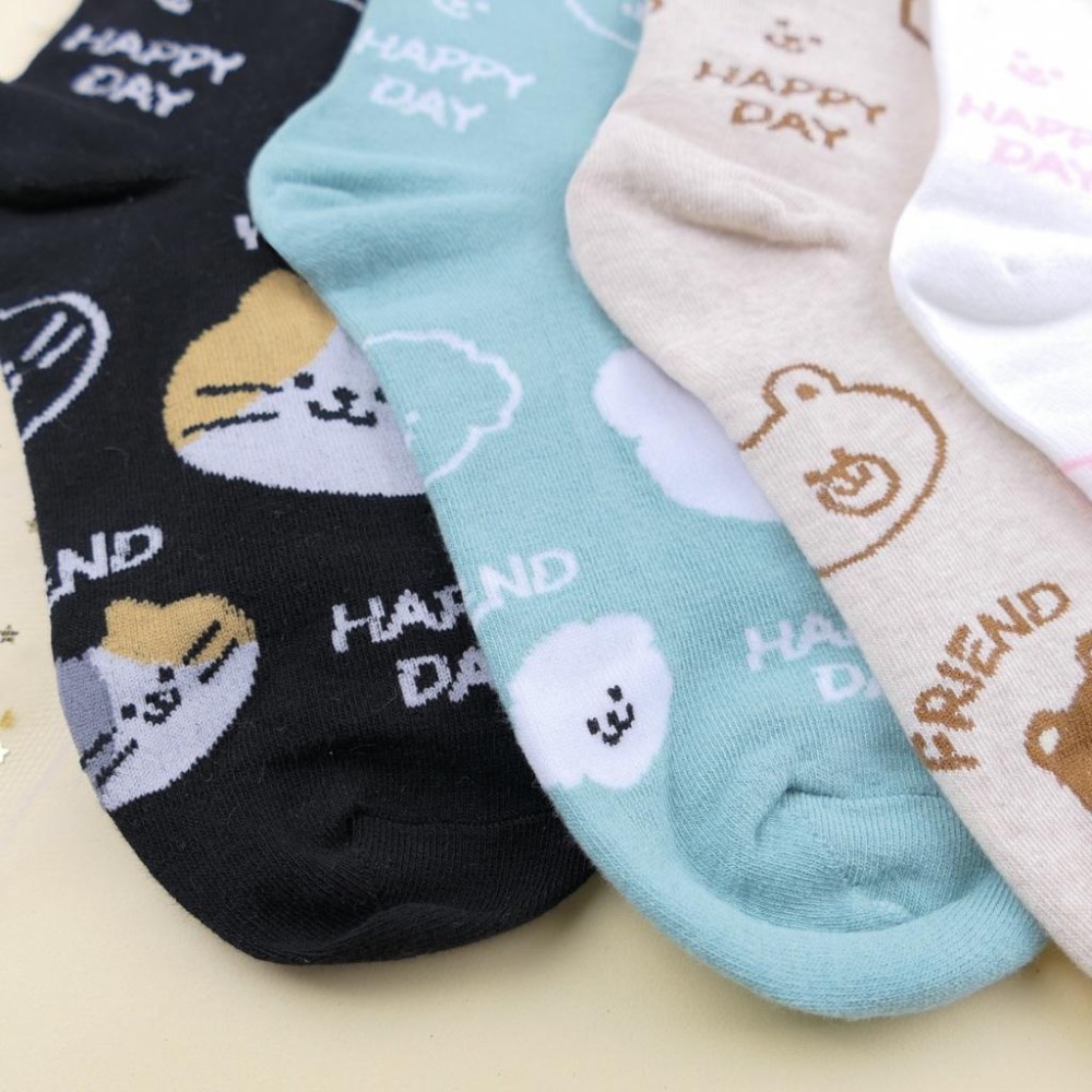 AHUA 阿華有事嗎 Happy Day滿版動物大頭中筒襪 K2330 正韓襪子 百搭純棉襪 韓系必備 少女襪-細節圖8