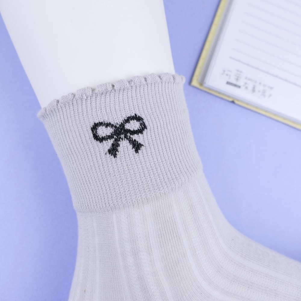 AHUA 阿華有事嗎 花邊微透膚蝴蝶結中筒襪 K2342 正韓襪子 百搭純棉襪 韓系必備 少女襪-細節圖8