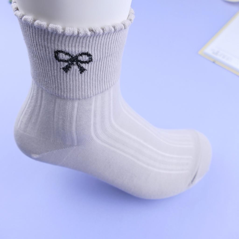 AHUA 阿華有事嗎 花邊微透膚蝴蝶結中筒襪 K2342 正韓襪子 百搭純棉襪 韓系必備 少女襪-細節圖9