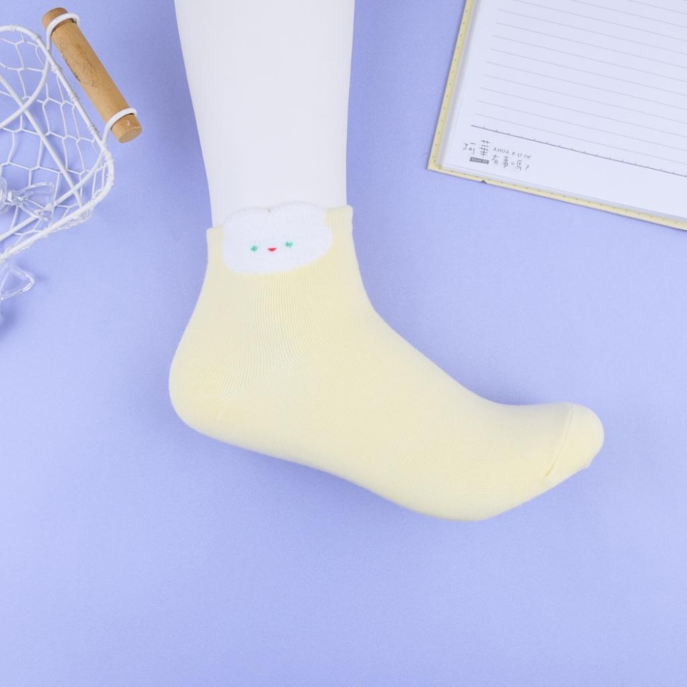 AHUA 阿華有事嗎 立體耳朵毛毛綠眼睛兔兔短襪 K2339 正韓襪子 百搭純棉襪 韓系必備 少女襪-細節圖7