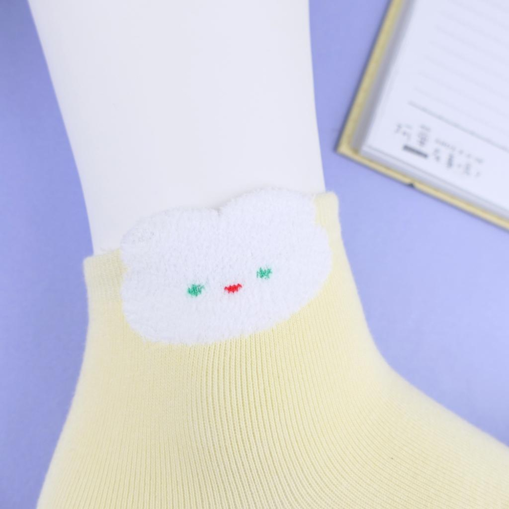 AHUA 阿華有事嗎 立體耳朵毛毛綠眼睛兔兔短襪 K2339 正韓襪子 百搭純棉襪 韓系必備 少女襪-細節圖8