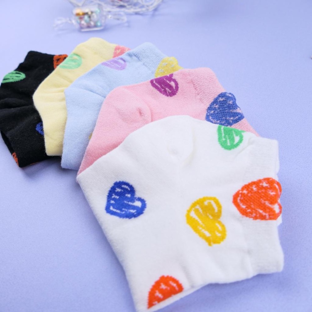 AHUA 阿華有事嗎 立體耳朵滿版愛心塗鴉短襪 K2340 正韓襪子 百搭純棉襪 韓系必備 少女襪-細節圖6