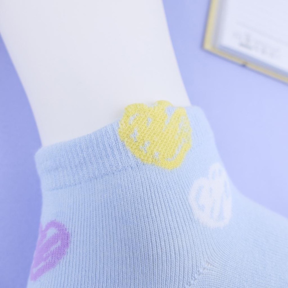 AHUA 阿華有事嗎 立體耳朵滿版愛心塗鴉短襪 K2340 正韓襪子 百搭純棉襪 韓系必備 少女襪-細節圖9
