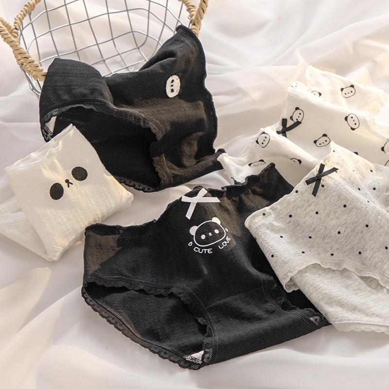 AHUA 阿華有事嗎 可愛小熊貓透氣蕾絲花邊內褲 I0090 女生內褲  流行少女內褲 可愛內褲-細節圖4